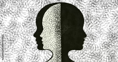 Abstract think silhouette of a man head
