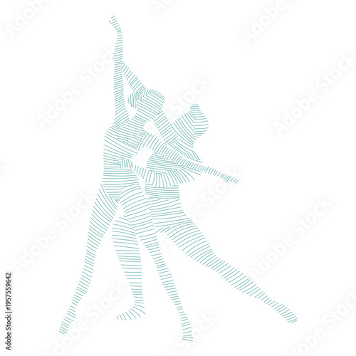 Ballerina ballet dancer pointe shoe tricot posture striped silhouette ballet