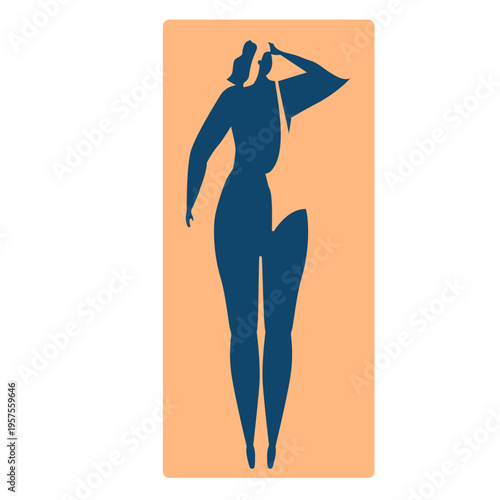 Woman rug mat lying detailed silhouette