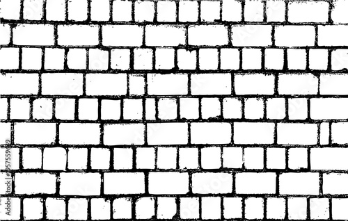 Brick wall grunge pattern, grey ceramic stone tile, black and white brickwall