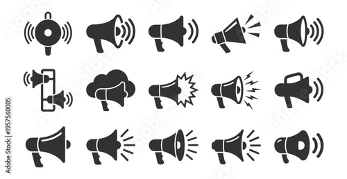 megaphone icon set vector illustration on transparent background