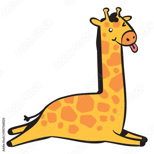 Cute giraffe jumping