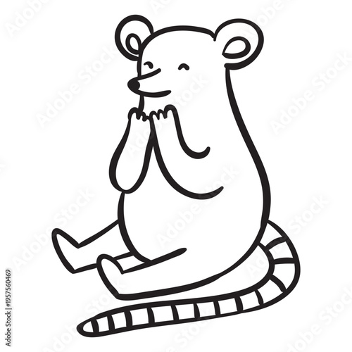 Cute mouse sitting outline