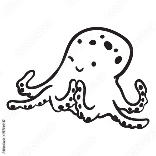Cute octopus scheming outline
