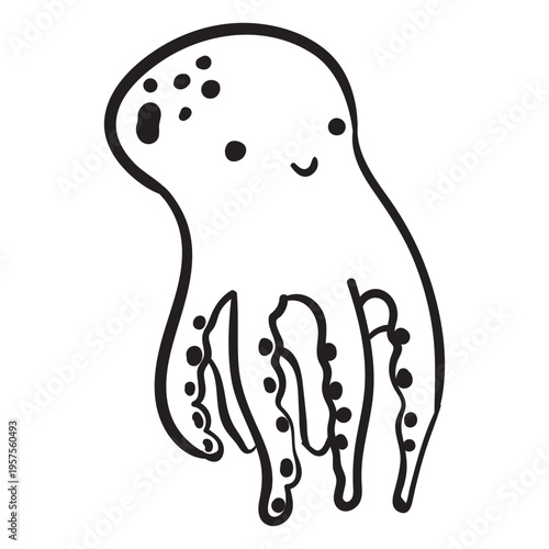 Cute octopus swimming up outline