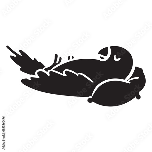Cute parrot sleeping pillow silhouette