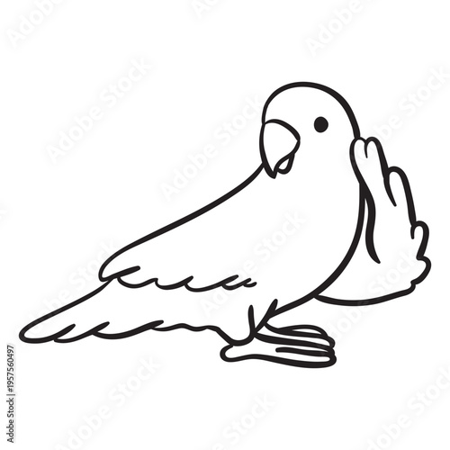 Cute parrot listening outline
