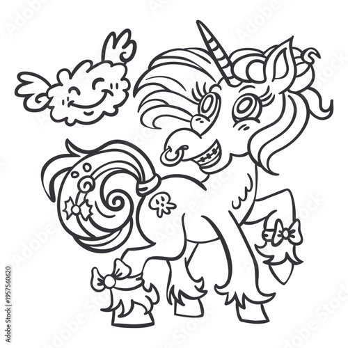 Unicorn nose ring standing outline