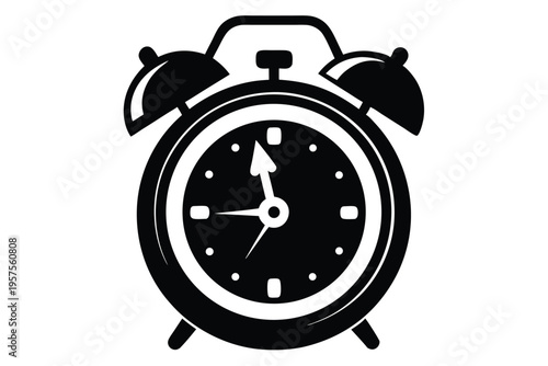 retro alarm timepiece silhouette line art vector illustration
