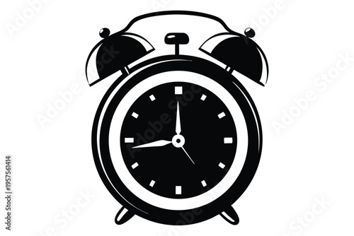retro alarm timepiece silhouette line art vector illustration