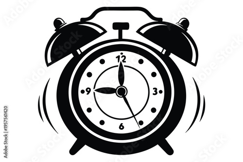 retro alarm timepiece silhouette line art vector illustration