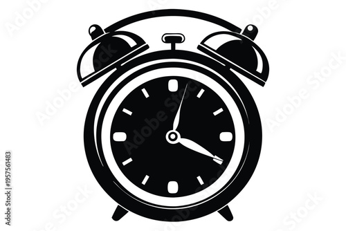 retro alarm timepiece silhouette line art vector illustration