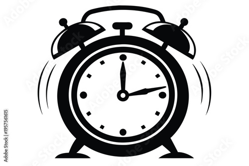 retro alarm timepiece silhouette line art vector illustration
