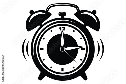 retro alarm timepiece silhouette line art vector illustration