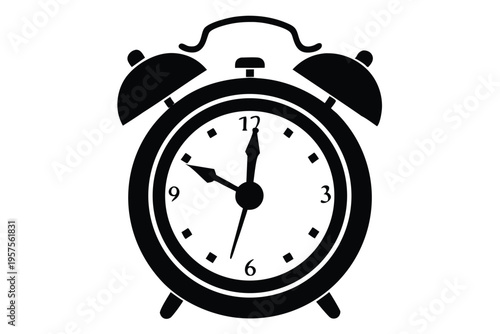 retro alarm timepiece silhouette line art vector illustration