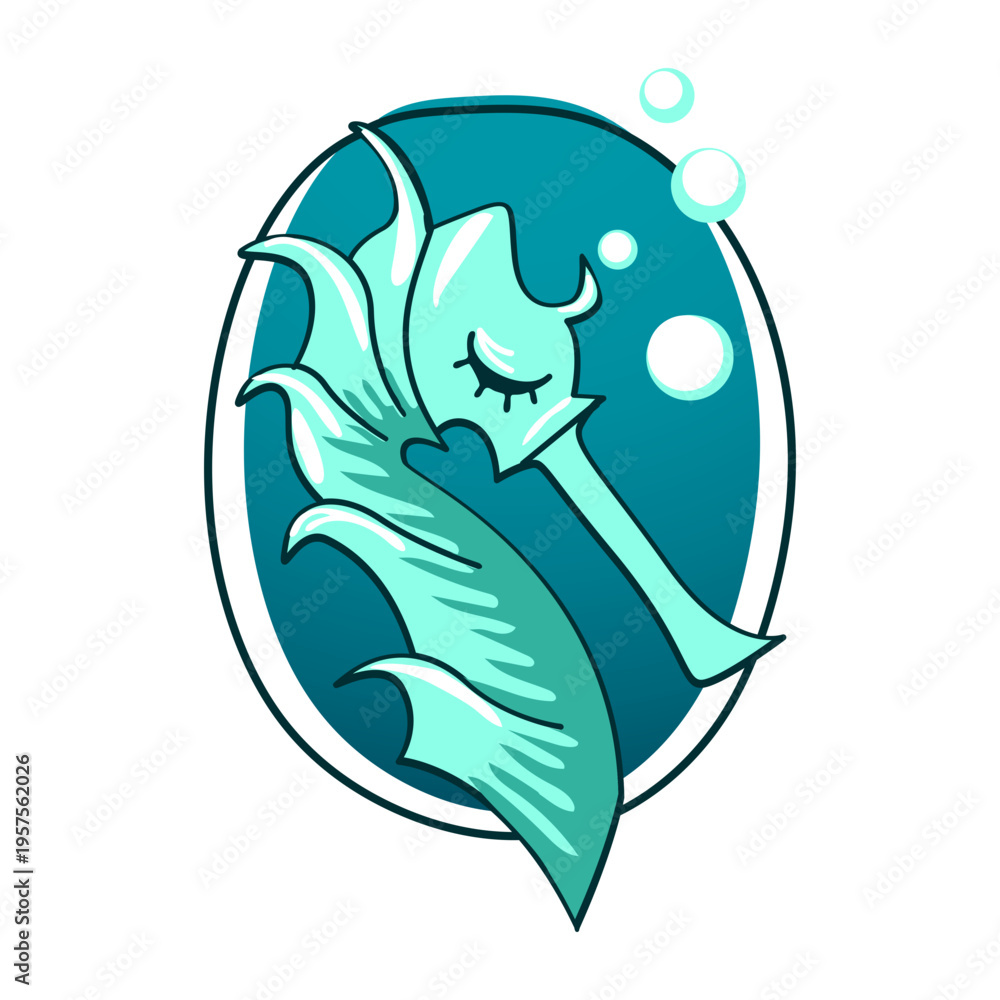 Naklejka premium Cute seahorse stylish