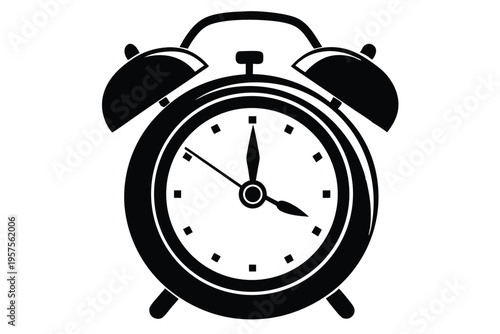 retro alarm timepiece silhouette line art vector illustration