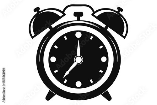 retro alarm timepiece silhouette line art vector illustration