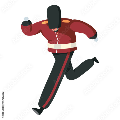 Character british royal guard runs