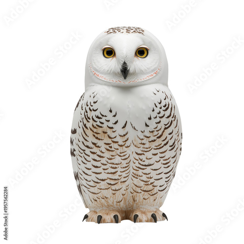 Snowy Owl Perched Quietly on a Surface During Daylight Hours in a Natural Set...