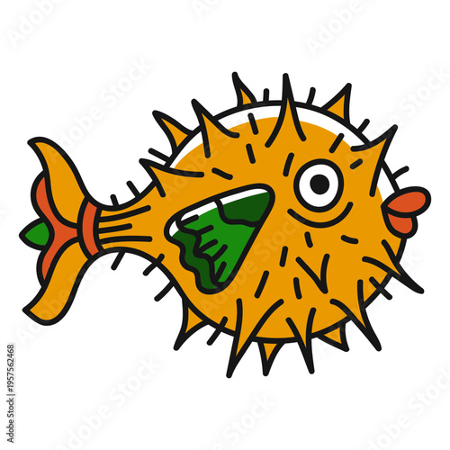 Puffer fish oldschool tattoo