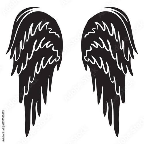 Classic angel wings cut out black