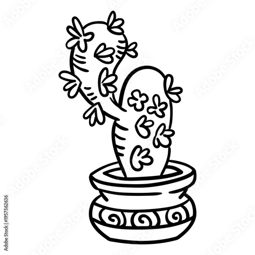 Cactus succulent plant pot outline