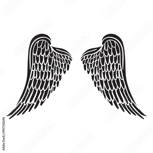 Classic layered angel wings cut out black
