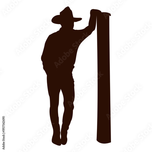 Cowboy leaning post silhouette