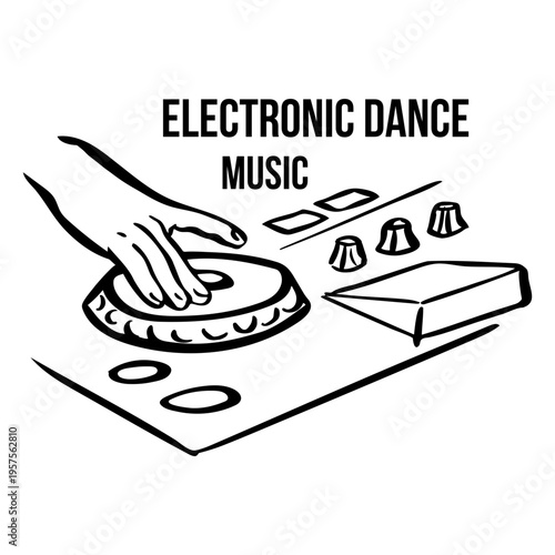 Hand turntable edm hand drawn symbol black