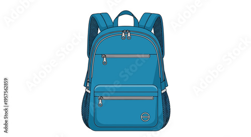 Modern Blue Backpack with Multiple Compartments for School or Travel