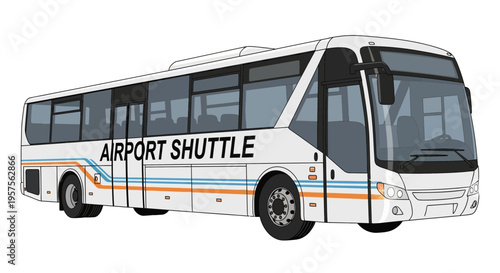 Modern Airport Shuttle Bus with "AIRPORT SHUTTLE" Text - Vector Illustration