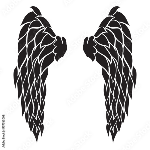 Triangular angel wings cut out black