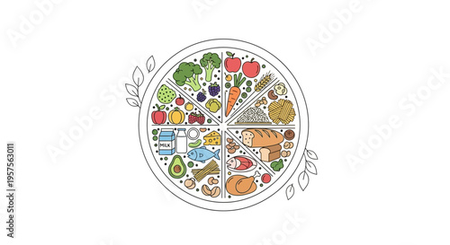 Healthy Food Plate Divided into Sections for Balanced Nutrition