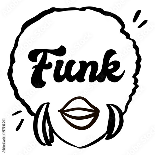 Woman head funk symbol black