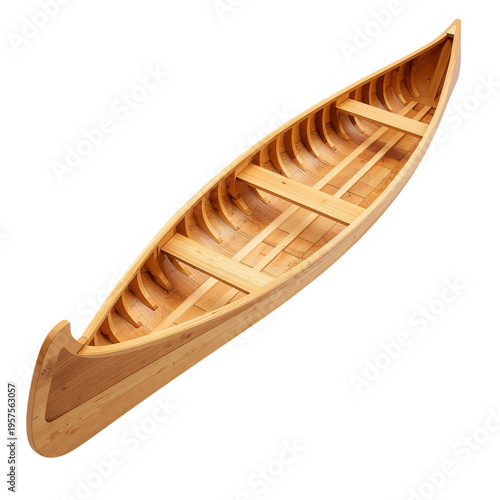 Wooden Canoe Model Displayed on a White Background for Crafting Purposes