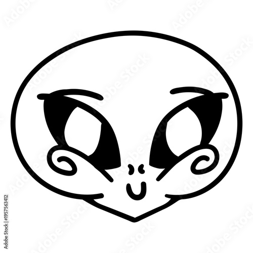 Cute big eyes alien's head stroke