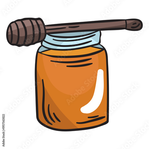 Honey jar dipper illustration