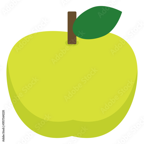 Green apple fruit flat