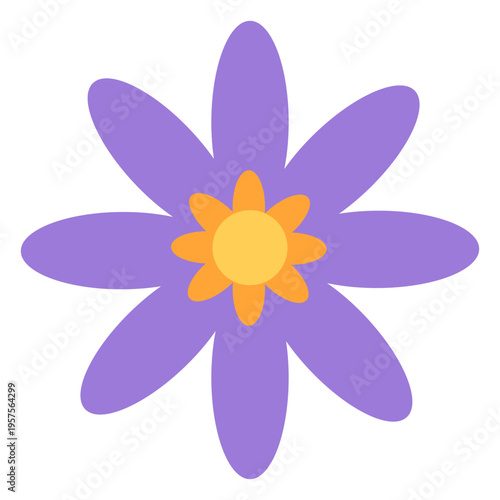 Purple flower lesser petals flat