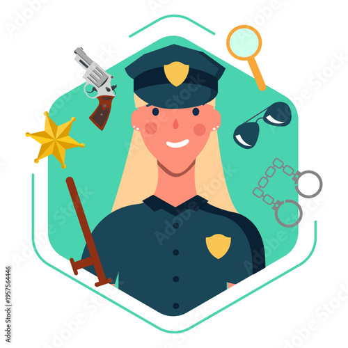 Cute policewoman elements