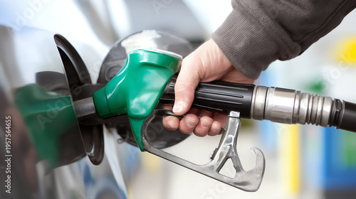 man hand filling up petrol pump, AI generated