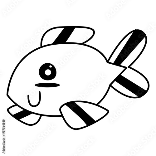 Fish cute character stroke