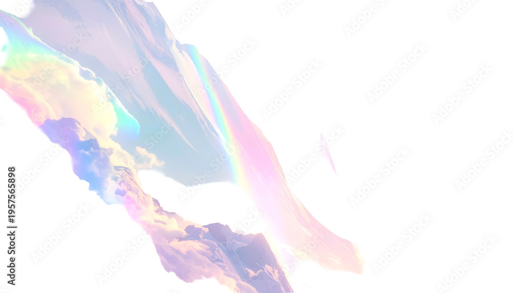 Obraz premium Abstract iridescent light streams over fluffy, cloud-like formations