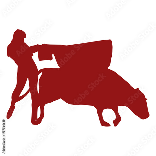 Bullfight passed bull silhouette