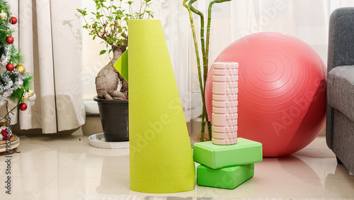 Acupuncture massage pillow with green white micro needles and magnets to improve blood circulation, medical device. Kuznetsov applicator close-up, alternative medicine