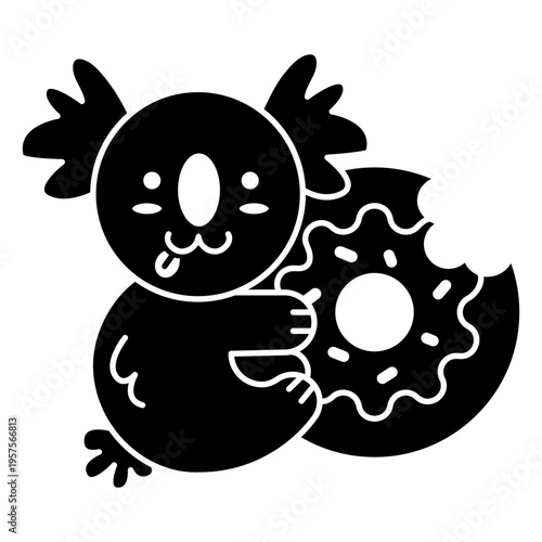 Photography Cute happy koala donut black