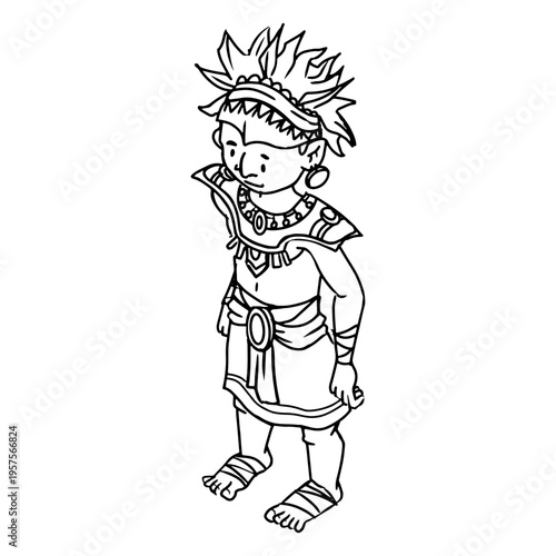 Aztec man headdress isometric man