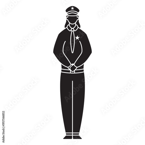 Female first responder police flat silhouette