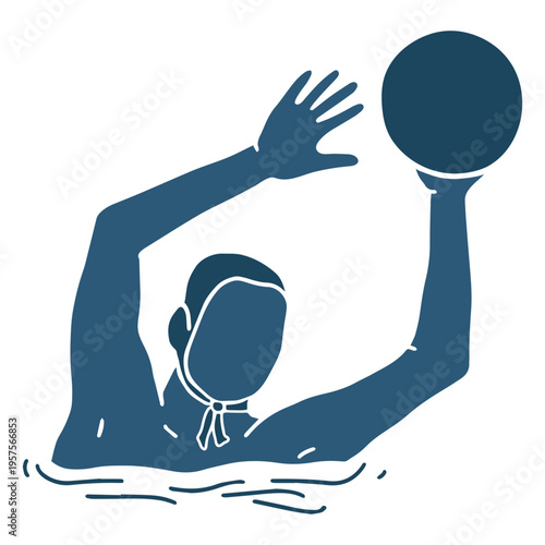Waterpolo man catching ball